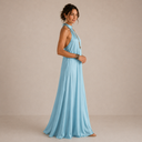 Magnolia Blue Halter Neck Flowing Maxi Dress