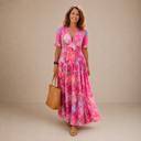 Della Floral V Neck Maxi Dress