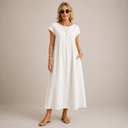 Nerys Breathable White Midi Dress