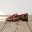 Wendy animal print slippers with pink tassels