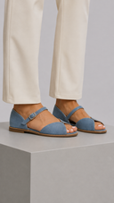 Maggie minimal flat sandals with ankle strap, view 4