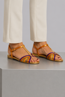 Moira colourful flat T-strap sandals with ankle strap, view 4