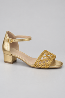 Kate embellished flat sandals with openwork strap and ankle strap, view 2