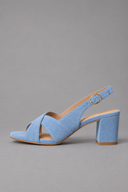 Nicola heeled sandals with 6 cm block heel and crossover straps, view 2