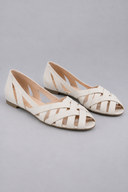 Noor woven peep-toe flat slip-on sandals, view 8