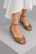 Margo woven flat sandals with peep toe and ankle strap, view 9