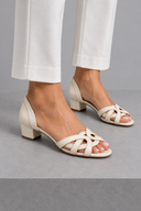 Marianne cream woven flat slip-on sandals, view 4