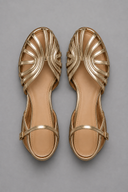 Lara flat sandals with layered curved straps and ankle strap, view 3