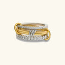 Florence Pave Gold Stacked Ring in 18k gold plated stainless steel