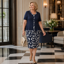 Macy two-piece set with peplum top and matching pencil skirt, view 8