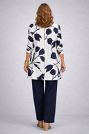 Kiki blue three piece set with floral cardigan and elastic waist wide-leg trousers, view 2