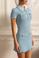 Short Sleeve Hourglass Diamond Dress - Baby Blue