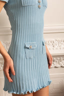 Short Sleeve Hourglass Diamond Dress - Baby Blue