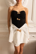 Sleeveless Fitted Dress With Oversized Contrasting Skirt Bow  - Black