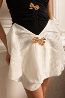 Sleeveless Fitted Dress With Oversized Contrasting Skirt Bow  - Black