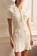 Short Sleeve Hourglass Diamond Dress - White