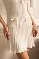 Short Sleeve Hourglass Diamond Dress - White