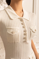 Short Sleeve Hourglass Diamond Dress - White