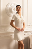 Short Sleeve Hourglass Diamond Dress - White