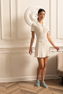 Short Sleeve Hourglass Diamond Dress - White