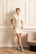 Short Sleeve Hourglass Diamond Dress - White