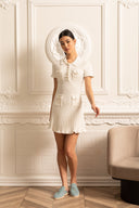 Short Sleeve Hourglass Diamond Dress - White