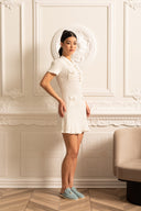 Short Sleeve Hourglass Diamond Dress - White