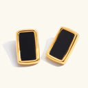 Esther Black Enamel Gold Earrings in 18k gold plated stainless steel