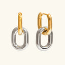 Odile Two-Tone Double Hoop Earrings in gold and silver tone stainless steel