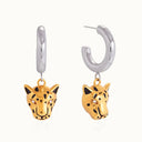 Ida Two-Tone Leopard Hoop Earrings in gold and silver tone stainless steel