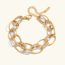 Dahlia Two-Tone Chain Bracelet in gold and silver tone stainless steel