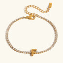 Bubble Letter Gold Tennis Bracelet, view 9