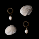Salome Baroque Freshwater Pearl Drop Hoop Earrings, view 4