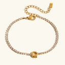 Bubble Letter Gold Tennis Bracelet, view 10