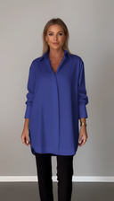 Eden oversized cotton shirt with classic pointed collar, view 7