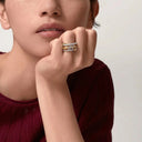 Florence Pave Gold Stacked Ring, view 6