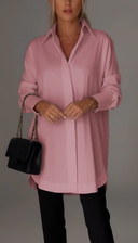 Eden oversized cotton shirt with classic pointed collar, view 8