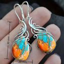 Sienna the bold blue orange statement drop earrings