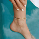 Linnea Gold Pearl Anklet, view 3