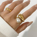Delphina Gold Pearl Ring, view 3