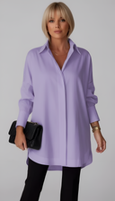 Eden oversized cotton shirt with classic pointed collar, view 13
