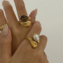 Delphina Gold Pearl Ring, view 4