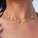 Noelle Initial Necklace with Sea Charms, view 4