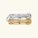 Eloise Two-Tone Pave Gold Ring in gold and silver tone stainless steel