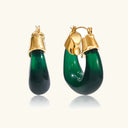 Marlowe Chunky Enamel Gold Hoop Earrings, view 8