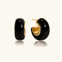 Aria Chunky Enamel Gold Hoop Earrings, view 9