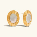 Kalina Gold Enamel Statement Earrings, view 7