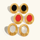 Kalina Gold Enamel Statement Earrings, view 8