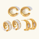 Kyla Gold Hoop Earrings Set of 3, view 2