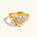 Edie Gold Teardrop Ring in 18k gold plated stainless steel